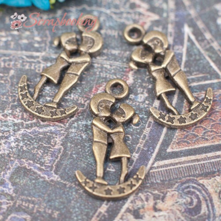 Підвіска металева дівчинка хлопчик бронза 15*29*3мм, 1шт