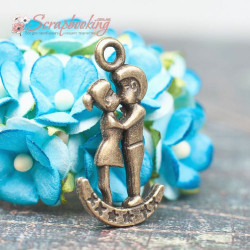 Підвіска металева дівчинка хлопчик бронза 15*29*3мм, 1шт