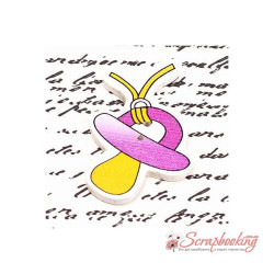 Ґудзик дерев'яна соска 48*33мм малиновий жовтий