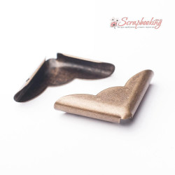 Кутник для альбому металевий 23*23*5мм бронза хвиля мк3440, 1шт