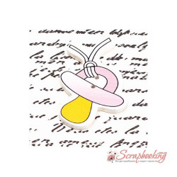 Ґудзик дерев'яна соска 48*33мм рожевий жовтий