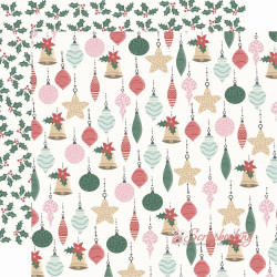 Аркуш паперу 30*30см Kaisercraft Peppermint Kisses Bright Baubles двосторонній
