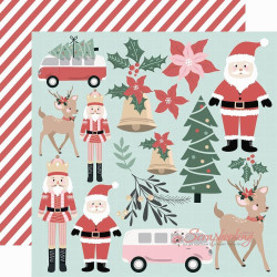 Аркуш паперу 30*30см Kaisercraft Peppermint Kisses Santa & Co двосторонній