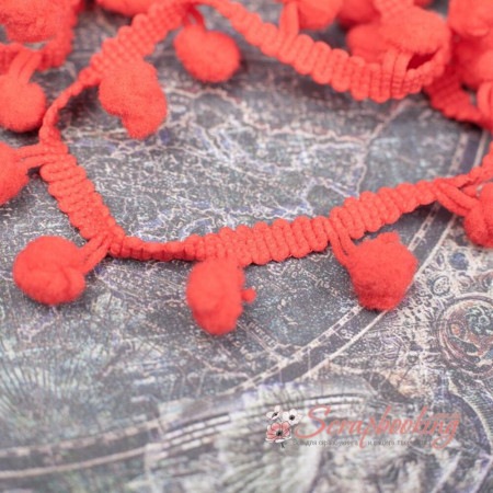 Тесьма MK45 помпон червоний, 1,5см, 1м