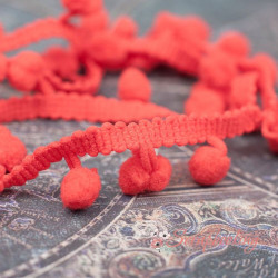 Тесьма MK45 помпон червоний, 1,5см, 1м