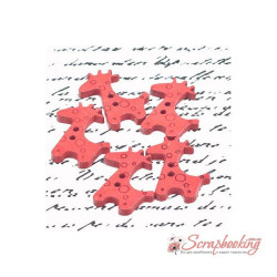 Гудзик дерев'яний Жираф 21*25мм червоний