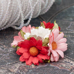 Букет хризантем біло-червоні, 5шт