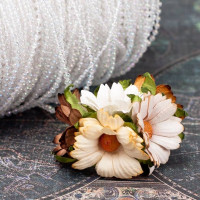 Букет хризантем біло-коричневий, 5шт