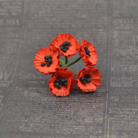 Букет маков 20мм красный, 5шт