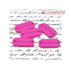 Бірка дерев'яна Hand made 24*12мм фуксія