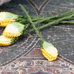 Листя троянди паперові 1,8 * 3,0 см жовто-зелені, 10шт