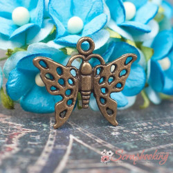 Підвіска металевий метелик бронза 20*18мм, 1шт