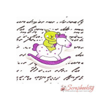 Гудзик дерев'яний ведмедик на коні 33*31мм зелений сливовий