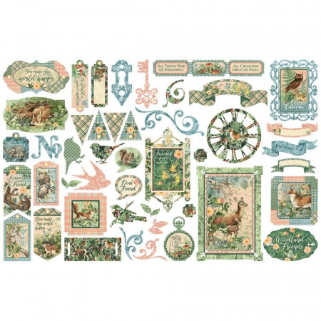 Висічки Graphic 45 Woodland Friends Cardstock Die-Cut Assortment 48шт
