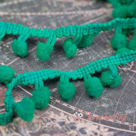 Тесьма MK45 помпон зелений, 1,5см, 1м