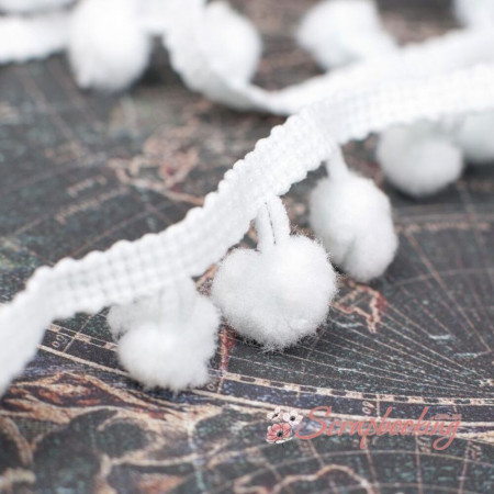 Тесьма MK45 помпон блакитний світлий, 1,5см, 1м