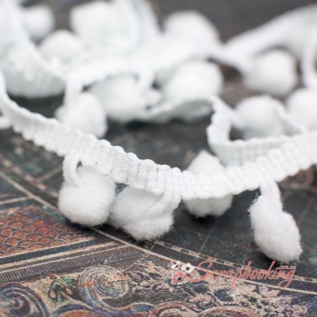 Тесьма MK45 помпон блакитний світлий, 1,5см, 1м