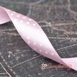 Стрічка атласна горошок, 1,5см блідо-рожева, 1м