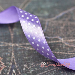 Стрічка атласна горошок, 1,5см, фіолетова, 1м