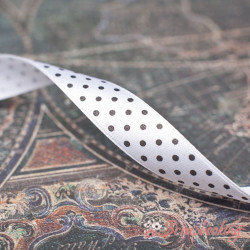 Стрічка атласна горошок, 1,5см, біла ПТ, 1м