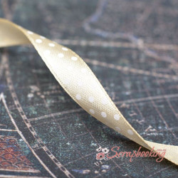 Стрічка атласна горошок, 1,0см, кремова, 1м