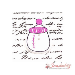 Ґудзик дерев'яний дитячий пляшечка 38*22мм малиновий