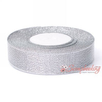 Стрічка парча монотон срібло 2,5см, 23м