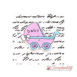 Гудзик дерев'яний дитячий візок 34*32мм лаванда