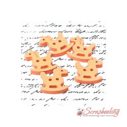 Гудзик дерев'яний конячка 20*24мм помаранчевий