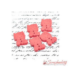 Гудзик дерев'яна кішечка 20*15мм червоний