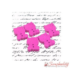 Гудзик дерев'яна кішечка 20*15мм фуксія