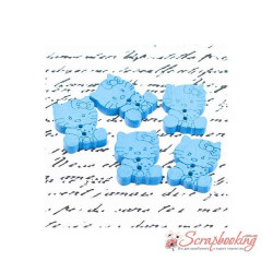 Гудзик дерев'яна кішечка 20*15мм синій