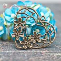 Підвіска металева серце бронза 31 * 33 * 3мм, 1шт