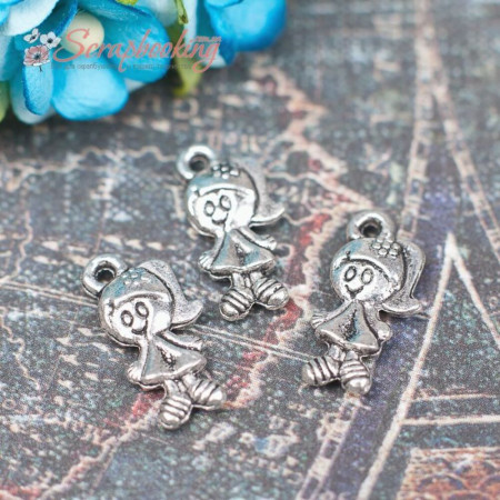 Підвіска металева дівчинка срібло 7*15мм, 1шт