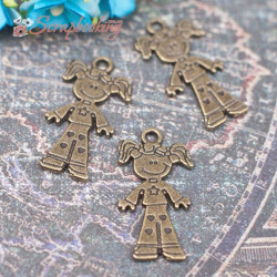 Підвіска металева дівчинка бронза 14 * 28 * 1,5 мм, 1шт