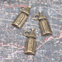 Підвіска металева дитяча пляшечка бронза 17*8мм, 1шт