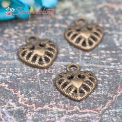 Підвіска металева серце бронза 12*14*3мм мк-862, 1шт