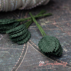 Листя троянди паперові 1,6 * 3,0 см зелені, 10шт