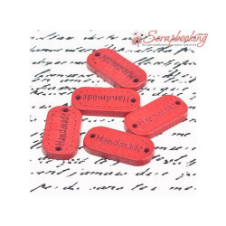 Бірка дерев'яна Hand made 24*12мм червоний