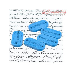 Бірка дерев'яна Hand made 24*12мм синій