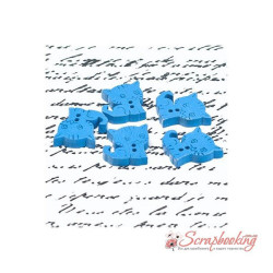 Гудзик дерев'яна кішечка 16*16мм синій