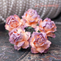 Букет троянд Cottage Roses 25мм кремово-фіолетовий, 5шт