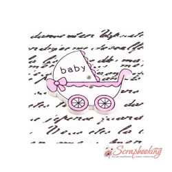 Гудзик дерев'яний дитячий візок 34*32мм рожевий