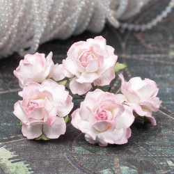 Букет троянд Cottage Roses 25мм біло-рожеві, 5шт