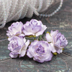 Букет троянд Cottage Roses 25мм біло-фіолетовий, 5шт