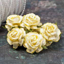 Букет троянд Tea Roses 40мм жовті, 5шт