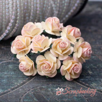 Букет троянд Open Roses 20мм кремова/рожева, 10шт