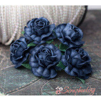 Букет троянд Tea Roses 40мм темно-синій, 5шт
