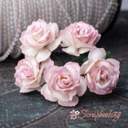 Букет троянд Wild Roses 30мм рожево-білий, 5шт