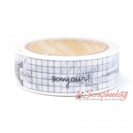 Паперовий скотч Masking Tape Angoo AMT09 Бонжур Париж, 15мм*10м